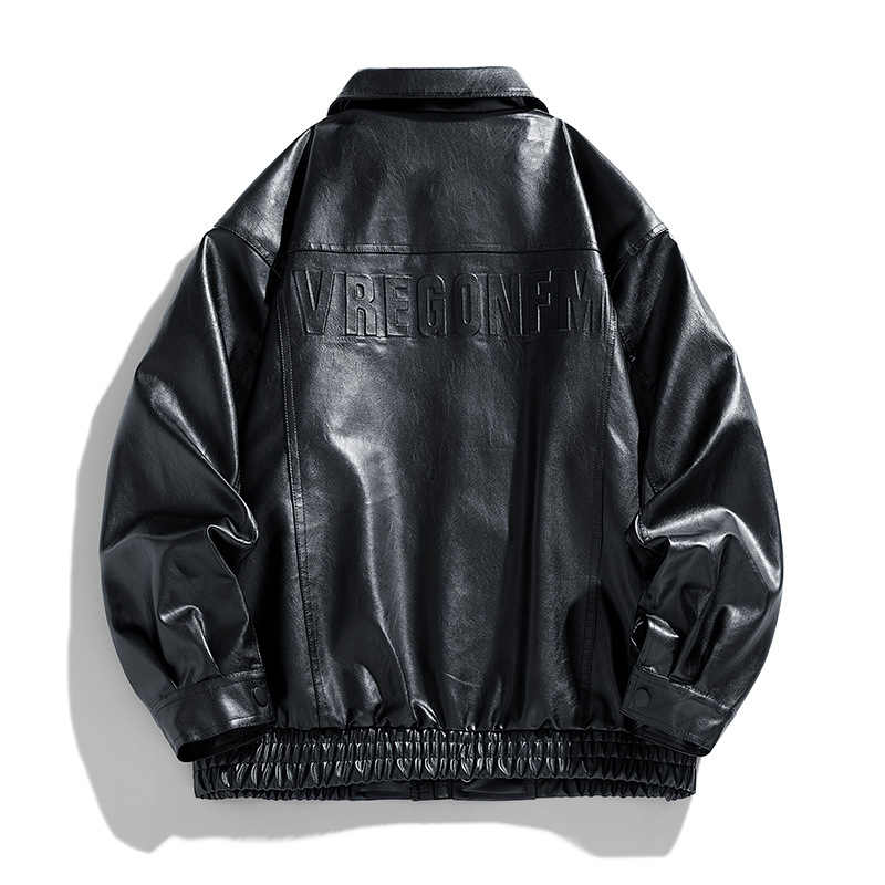 Chaqueta de cuero PU de estilo americano de hombre chaqueta de hombre primavera y otoño nuevo cuello vertical trajes de motocicleta tendencia universal chaqueta delgada de moda