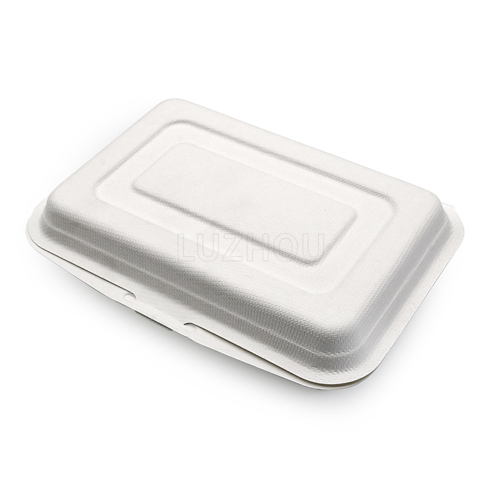 Vajilla desechable de pulpa de caña de azúcar Shaoneng Oasis, serie Lock Box de 450 ml, compostable, ecológica, biodegradable.