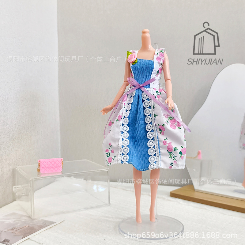 30cm 1inch Barbie Doll Dress Rose Flower Skirt French Floral Dress Change Dress Doll Clothes Baby Clothes