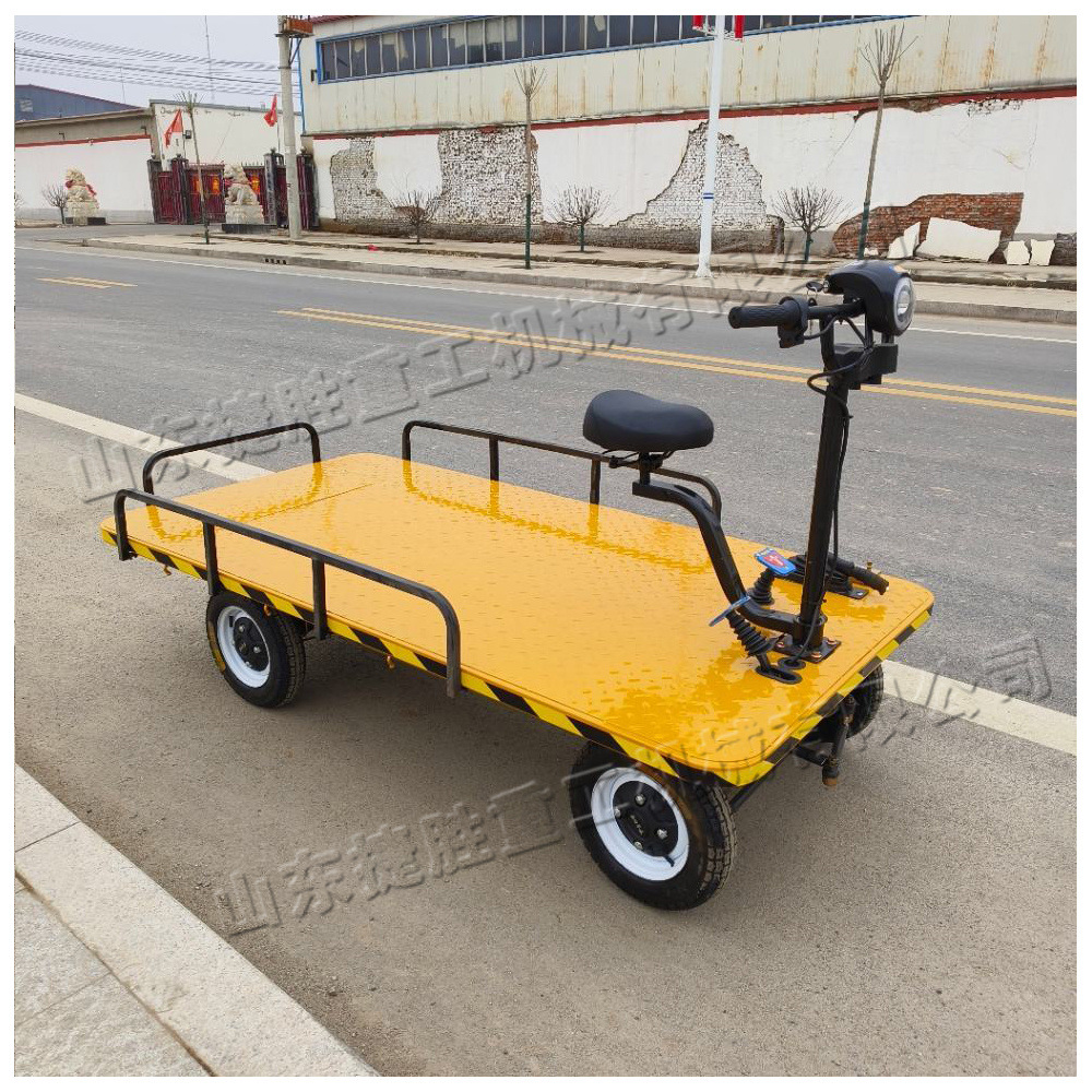 Vehículo de transporte de placa plana eléctrica pequeña de carretera estrecha tipo vehículo de herramientas de asiento de taller de fábrica de carga