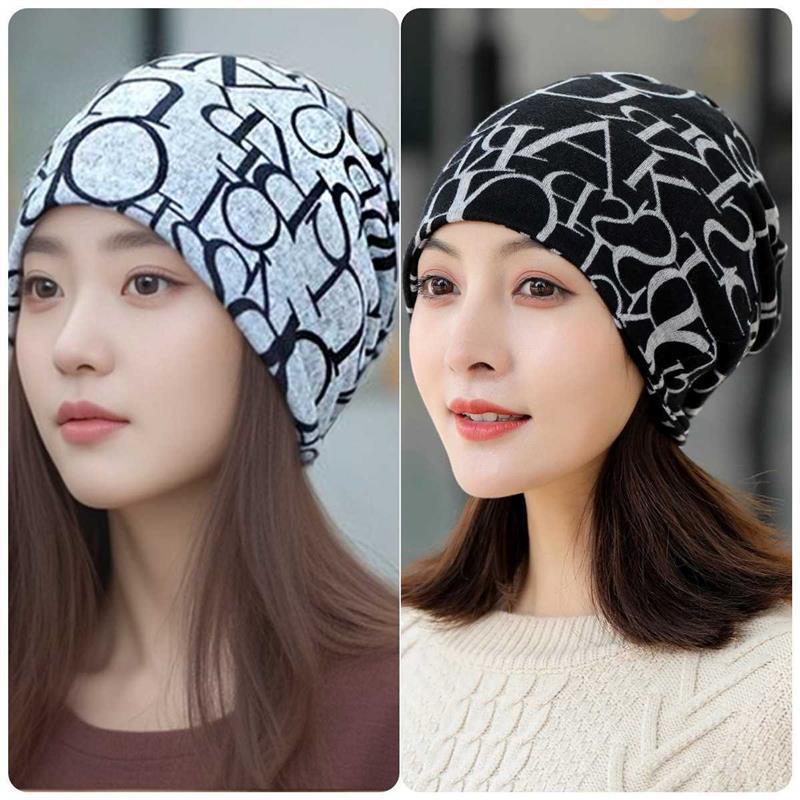 Sombrero calvo de otoño y invierno de doble capa, sombrero de luna, algodón transpirable, sombrero de dormir caliente para la madre