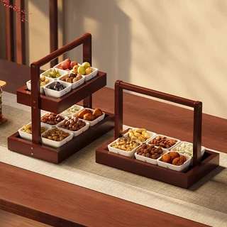 新年客厅装饰神器坚果水果盘双层置物架入宅新居乔迁之喜摆拍篮子