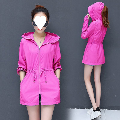 Women's Mid-Length Sun Protection Clothing with UV Protection, Korean-Style Loose-Fit Beach Wear—Thin Long-Sleeve Jacket for Spring and Summer