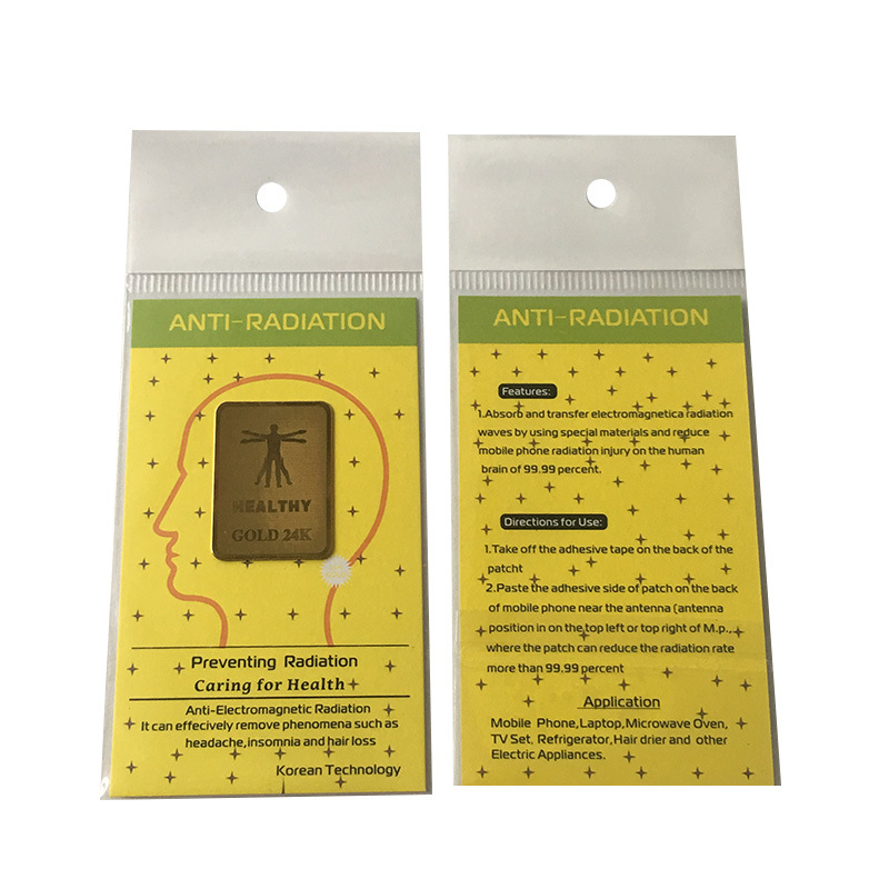 2025 Cross-Border Export 24K Square Double Pattern Anti-Radiation Mobile Phone Patch Negative Ion Energy Mobile Phone Patch