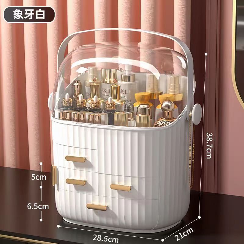 Caja de almacenamiento de cosméticos con lámpara LED tricolor de luz variable para productos de cuidado de la piel estante de almacenamiento de acabado de regalo de cumpleaños para chicas