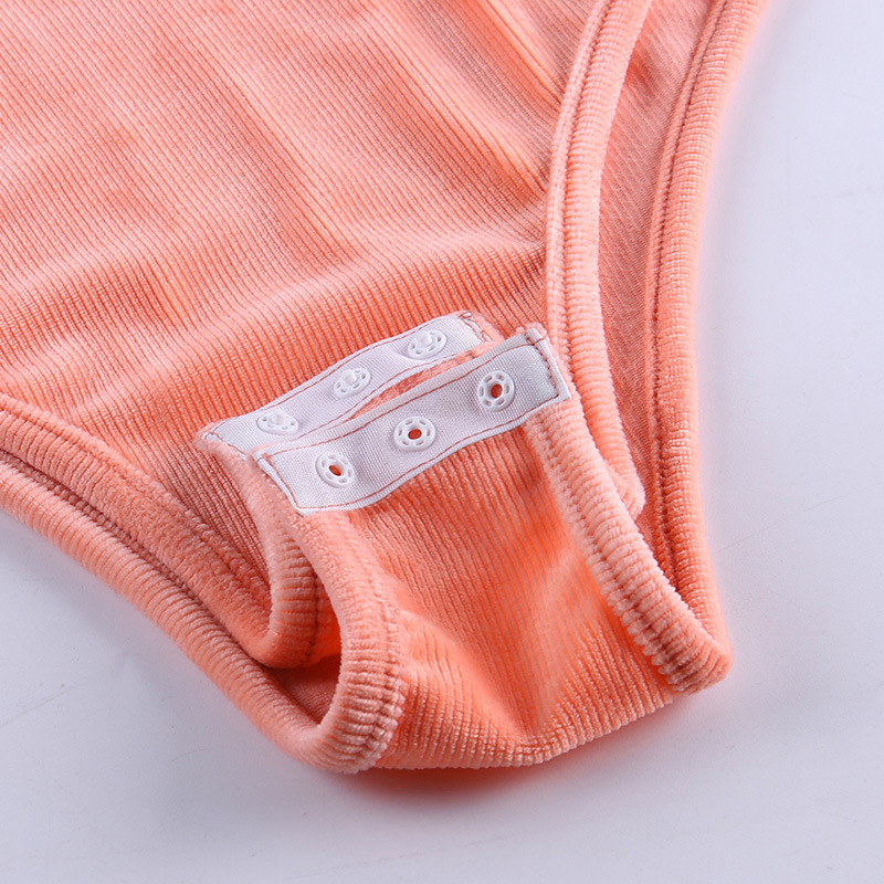 Backless Sleeveless Jumpsuit   New Patchwork Peach Long Sleeve Midriff Outfit Sunscreen Slim-Fit Bottoming Shirt in Bodysuits