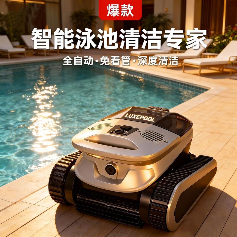 Swimming Pool Suction Cleaner, Fully Automatic Cleaning Robot, Underwater Wall-Climbing Wireless Vacuum Cleaner for the Bottom of the Turtle Pool