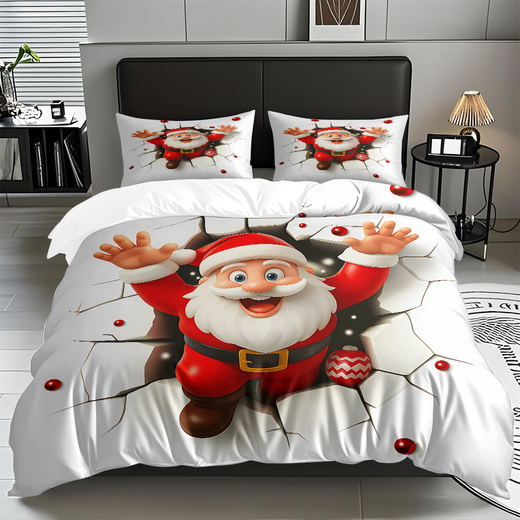 Textiles caseros transfronterizos patrón navideño suave polirido quilt kit de impresión digital HD TEMU / JIT