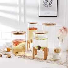 餐饮大容量带龙头饮水桶商用透明果汁饮料桶冷水壶密封玻璃水缸