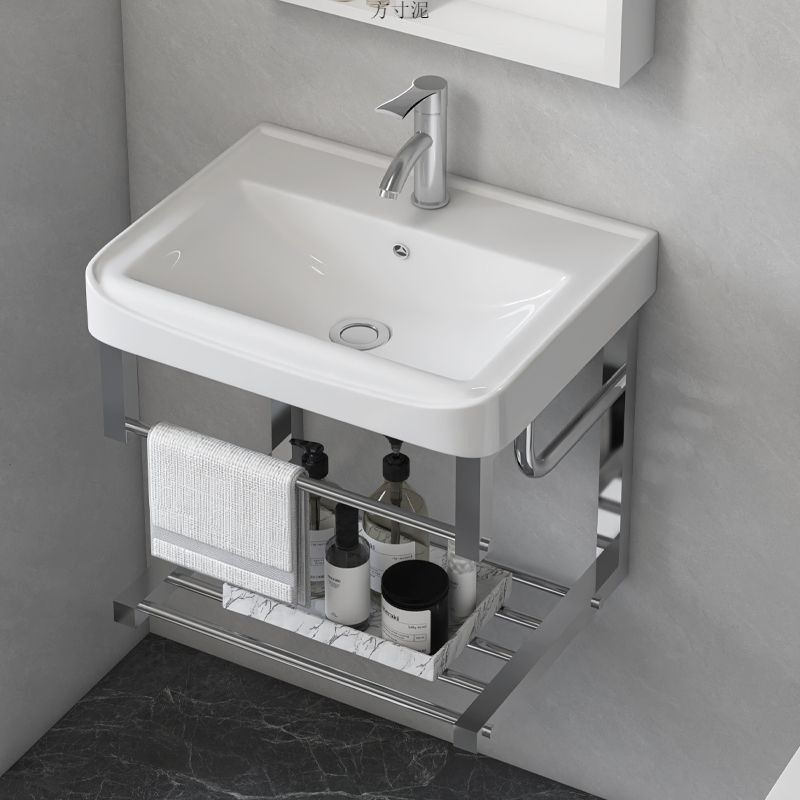Wall-mounted wash basin household balcony bathroom wash basin simple triangle small apartment wash basin integrated factory