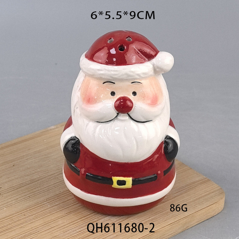 Adornos navideños transfronterizos árbol de Navidad muñeco de nieve cerámica botella de pimienta en polvo decoración de mesa juego de botella de pimienta en polvo creativo