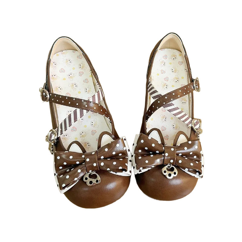 Dulce arco Lolita zapatos de una sola pieza encantadores zapatos de cuero Lolita zapatos Lolita cabeza redonda zapatos Lolita