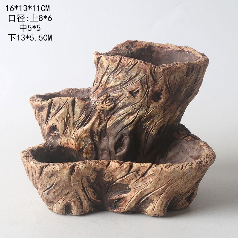 Maceta para Suculentas con Diseño de Raíz de Árbol en Cemento - Para Micro Paisajes, al por Mayor