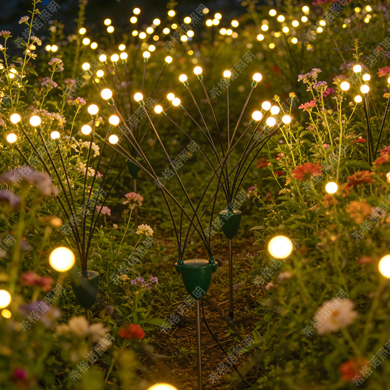 Solar-Powered Electric Firefly Lights with Dynamic Swaying, Outdoor Waterproof Decorative Lights, Garden Landscape Lights, Ground-Insert Lawn Lights