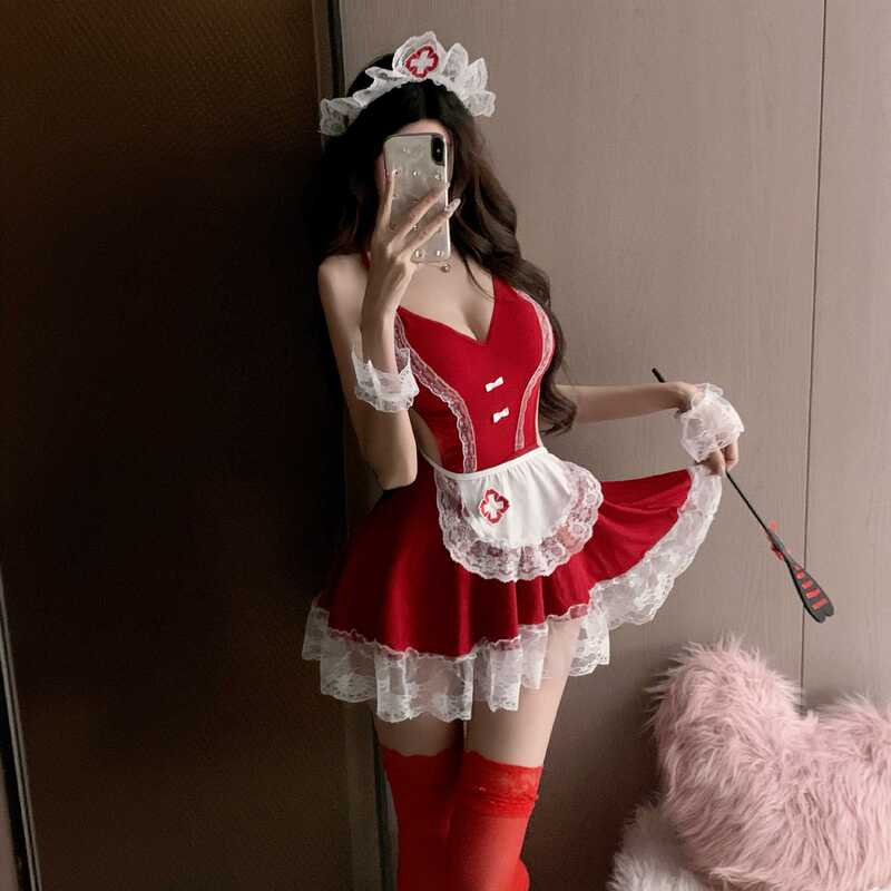 New Year's Shirt, Christmas Sexy Lingerie, Sexy Maid Open File, No Need to Take Off Nightgown, Maid Hot Temptation Role Play