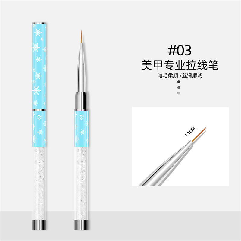 Cross-border nuevo copo de nieve varilla de dibujo de uñas pluma varilla de metal con diamante gancho pluma de dibujo pluma de alta gama de Arte de uñas pluma