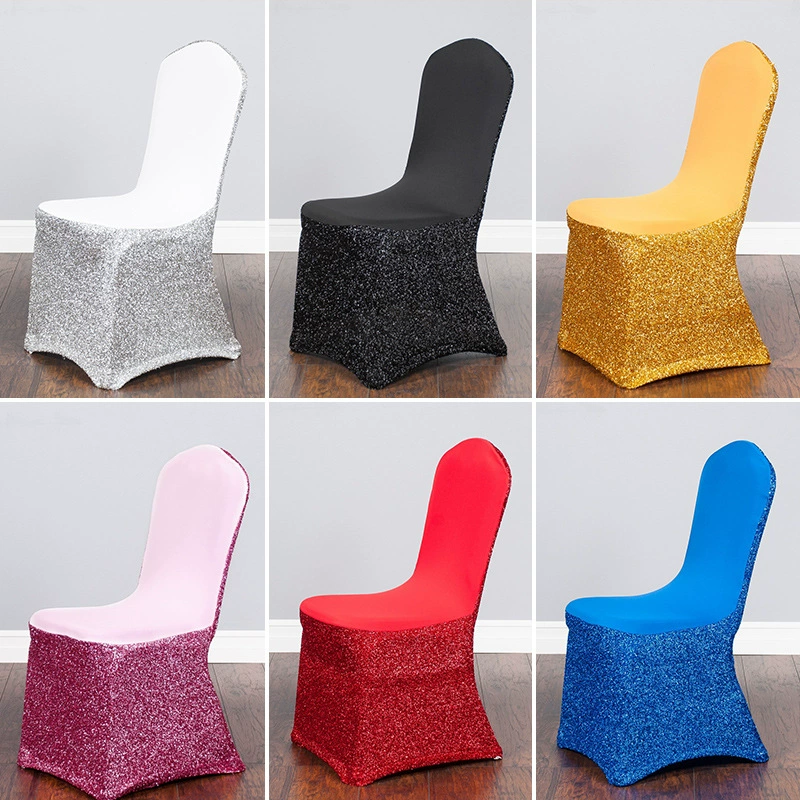 Manufacturer direct sales new wedding banquet decoration for conjoined chair sleeve elastic bright silk chair hoods cover seat sleeve hotel