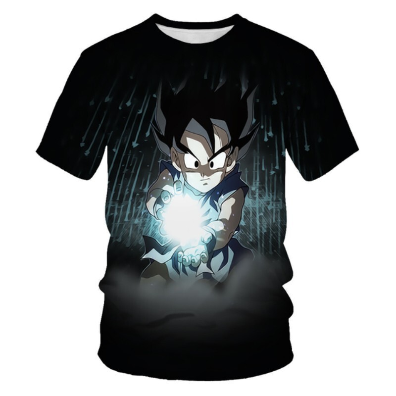 Cross-Border Export Men's Fashion 3D Digital Printing Cartoon Dragon Ball Trendy Short-Sleeved T-Shirt European and American Summer Cross-Border Men's Clothing