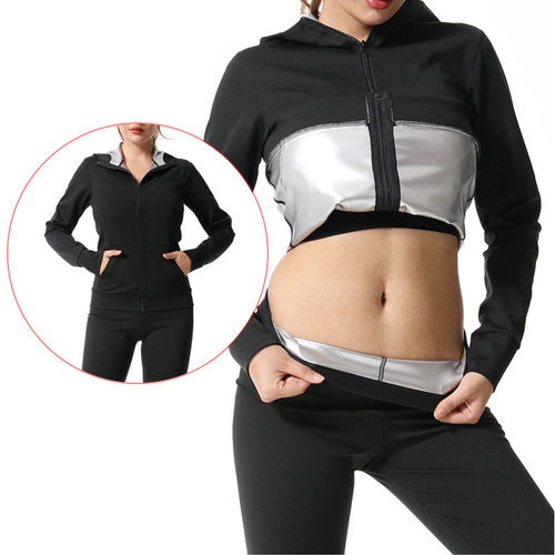 Cross-border sweaty yoga clothing silver-coated zipper fitness sweatshirt women's sports fitness training clothing outer wear suit clothing