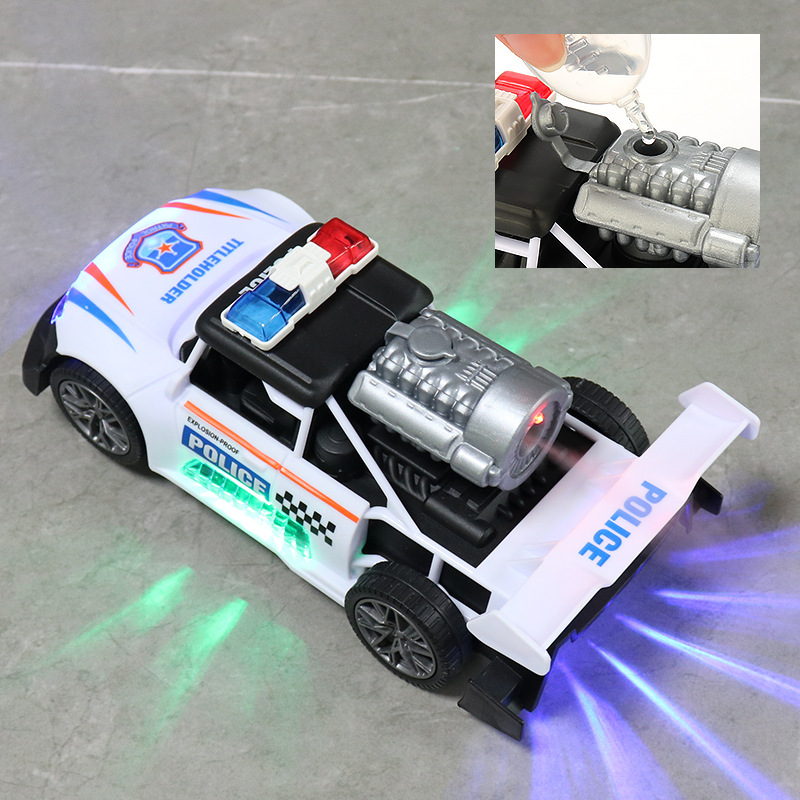 Pulverización universal eléctrica coche de juguete policía música iluminación simulación modelo de carreras coche de cuatro ruedas niño barraca de juguetes