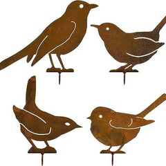 Rusty bird wrought iron decoration metal bird silhouette statue courtyard garden artwork outdoor ornaments plug-in