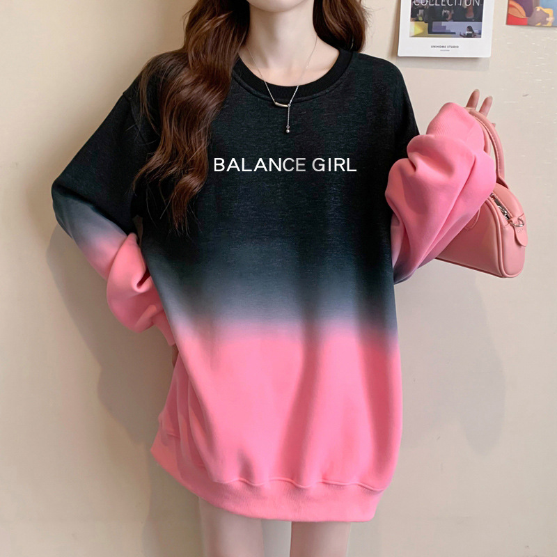 Sweatshirt À Capuche Femme Gradient Loose Style Décontracté_voghion.com