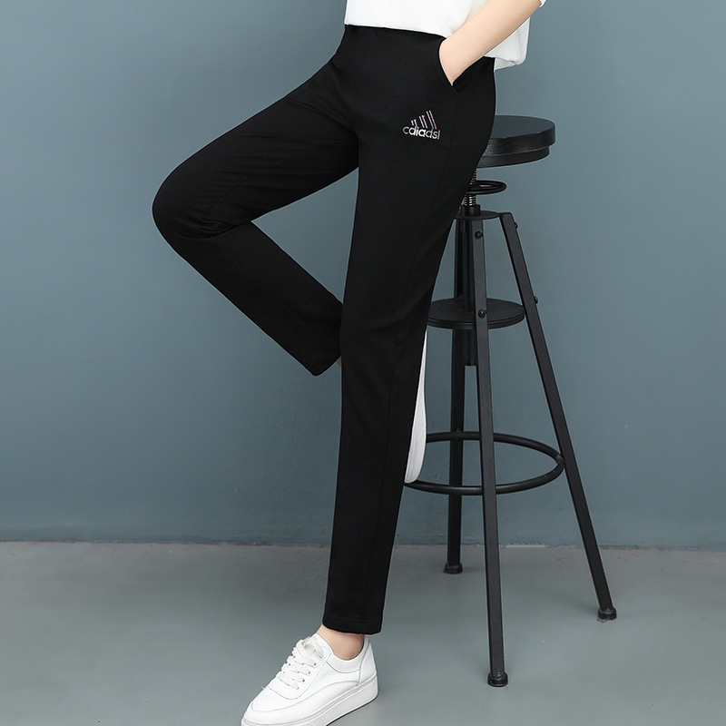 Pure Cotton Black Pants Women's Spring and Autumn 2025 New Casual Pants Sports Loose Slimming All-match Straight Pants Pure Cotton Black Pants Women's Spring and Autumn 2025 New Casual Pants Sports Loose Slimming All-match Straight Pants
