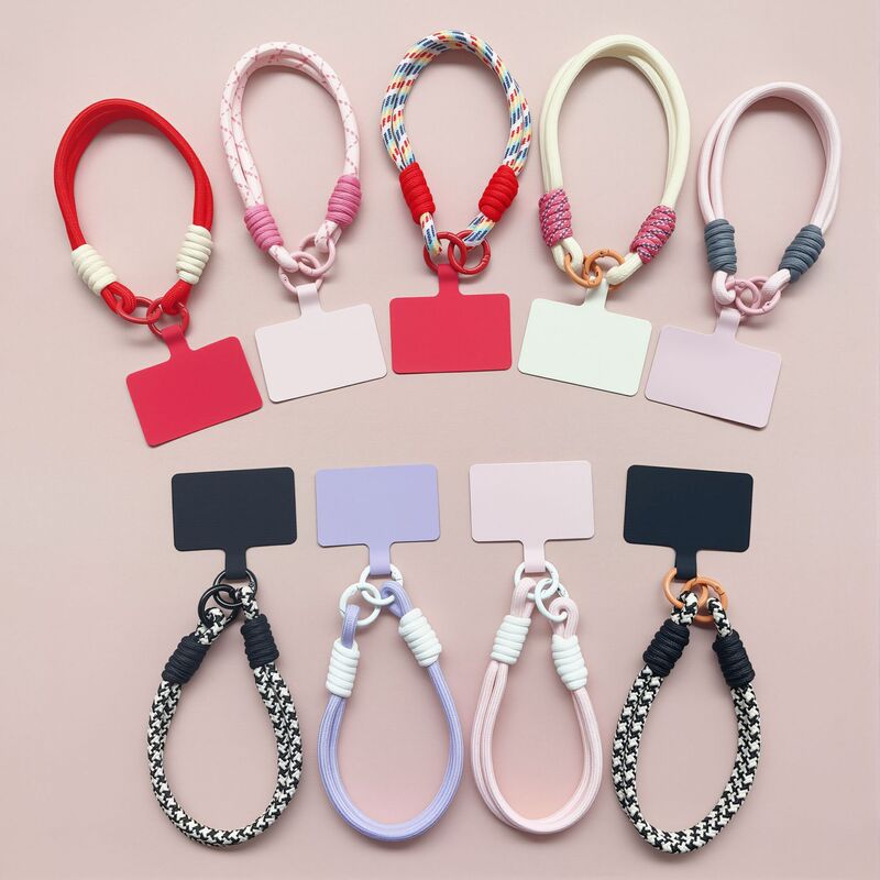 Minimalist Ins Color-Block Woven Rope Short Phone Lanyard Ccd Camera Accessory Handheld Ornament Unisex Wristband with Double Buckle Minimalist Ins Color-Block Woven Rope Short Phone Lanyard Ccd Camera Accessory Handheld Ornament Unisex Wristband with Double Buckle