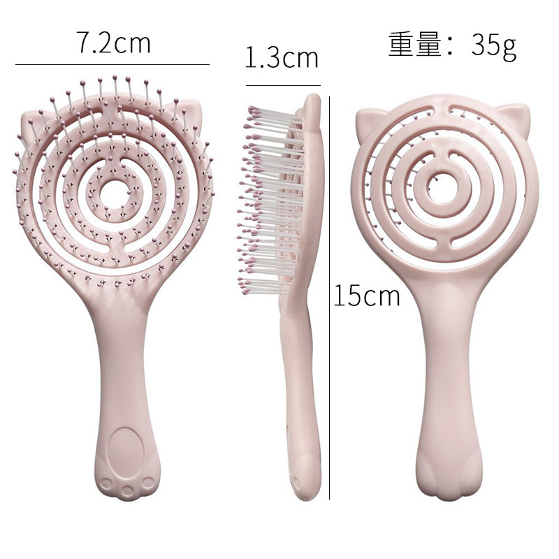 Cat Ear Hair Comb, Portable and Stylish, Suitable for Girls, Home Use, Hollow Design, Scalp Massage, Volumizing Styling Comb