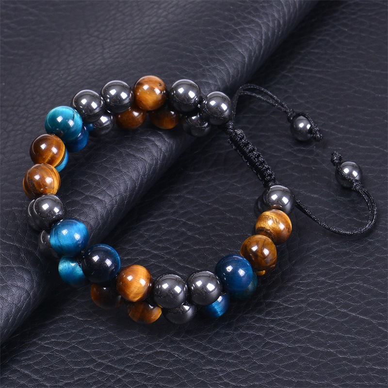 Retro Gradient Color natural stone Knitting Bracelets 1 Piece
