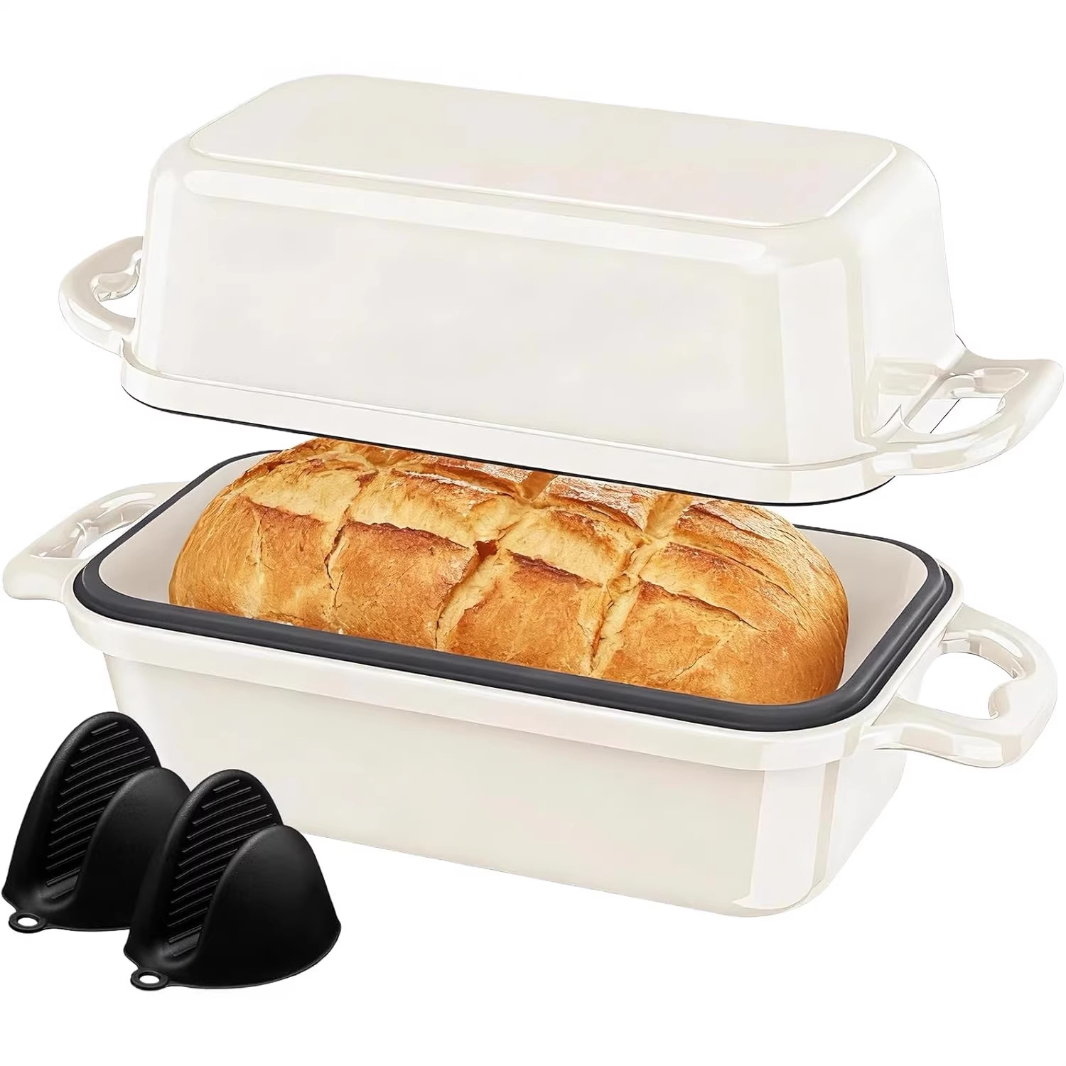 Enamel Cake Bread Mold Rectangular Non-Stick Long Strip Small Toast Box Oven Household Baking Tray Baking Tool