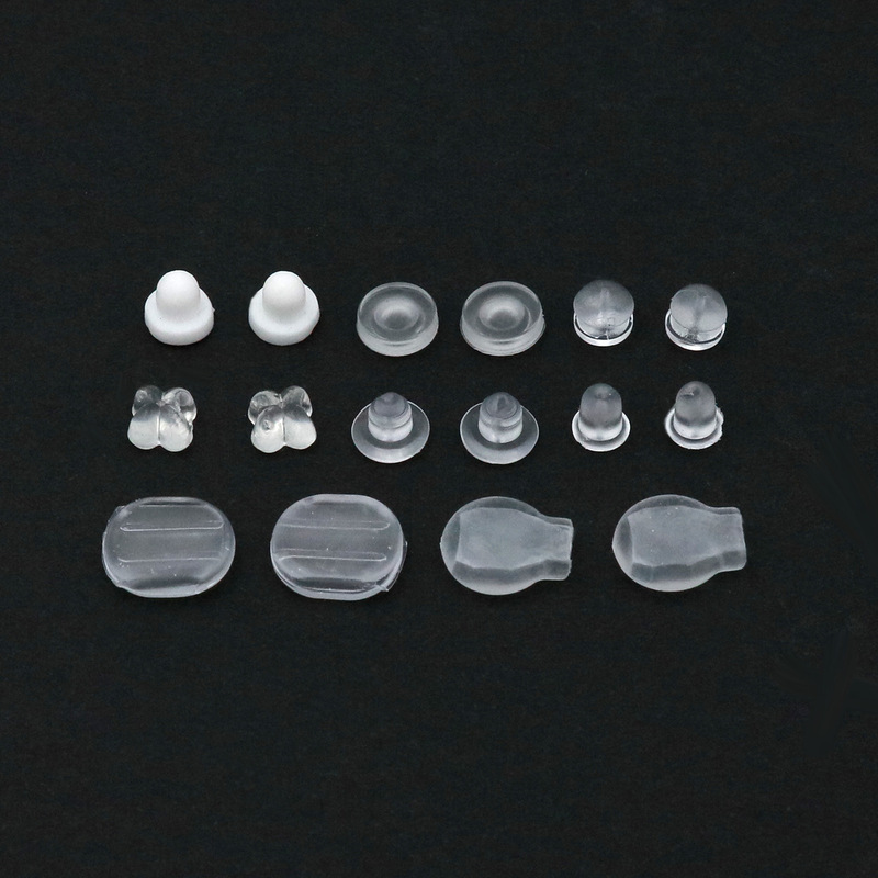 DIY Jewelry Earrings Accessories Silicone Ear Plug Anti-drop Rubber Ear Plug Transparent Ear Stud Plug Ear Cap Silver Plated Earrings