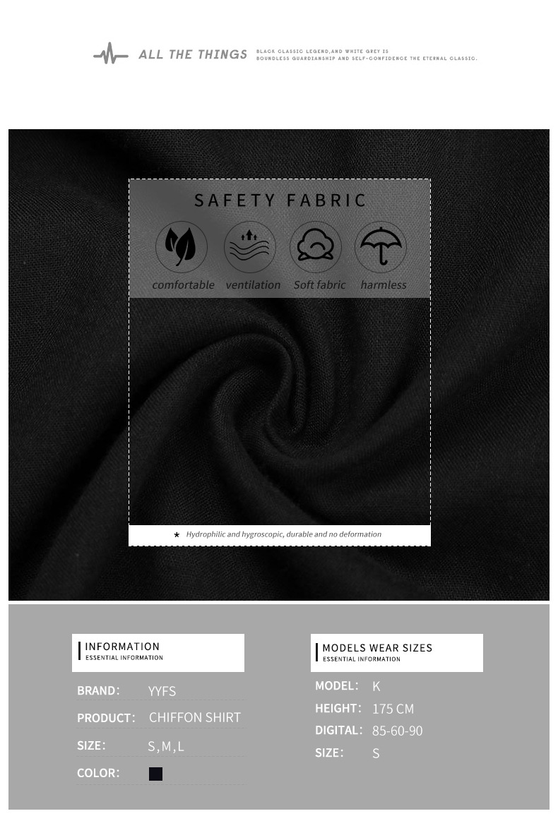 Czarny szyfonowy sweter z długim rękawem i dekoltem w serek, wykonany z wełny i żakardu_voghion.com