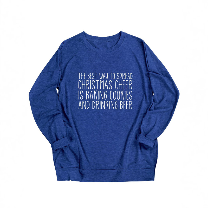 Spread Christmas Cheer Best Ways to Spread Christmas Loose Long Sleeve Pocket T-Shirt Spread Christmas Cheer Best Ways to Spread Christmas Loose Long Sleeve Pocket T-Shirt