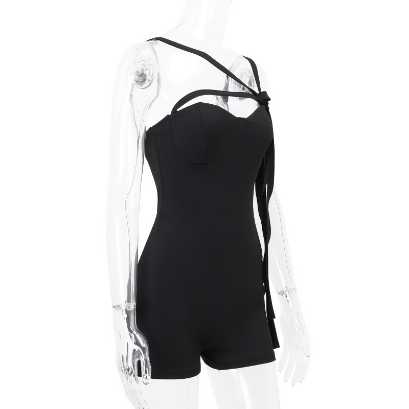 Spring Sexy Strap off Shoulder Wrapped Chest Slim Fit Bodysuit Women
