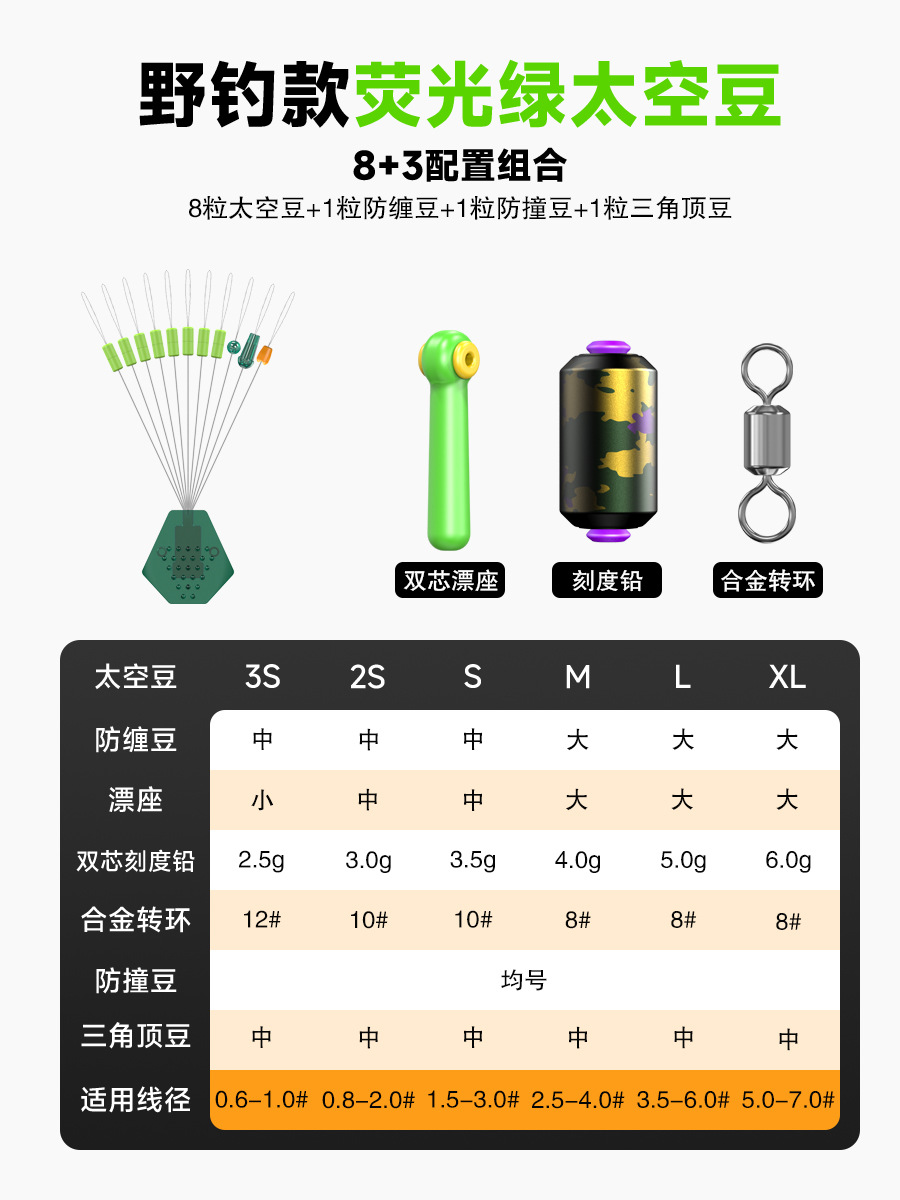 Qian Lei silicona grupo de pesca de frijol espacial escala de frijol espacial competitivo conjunto de accesorios de otros suministros de pesca