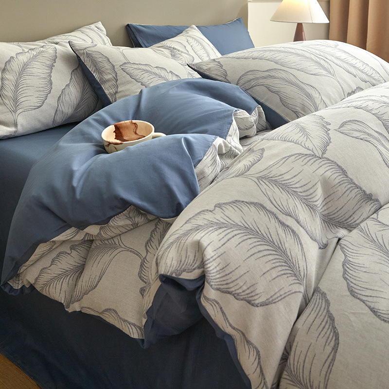 Una clase de madres y bebés Jacquard algodón puro cuatro piezas no impresa viento algodón desnudo cama