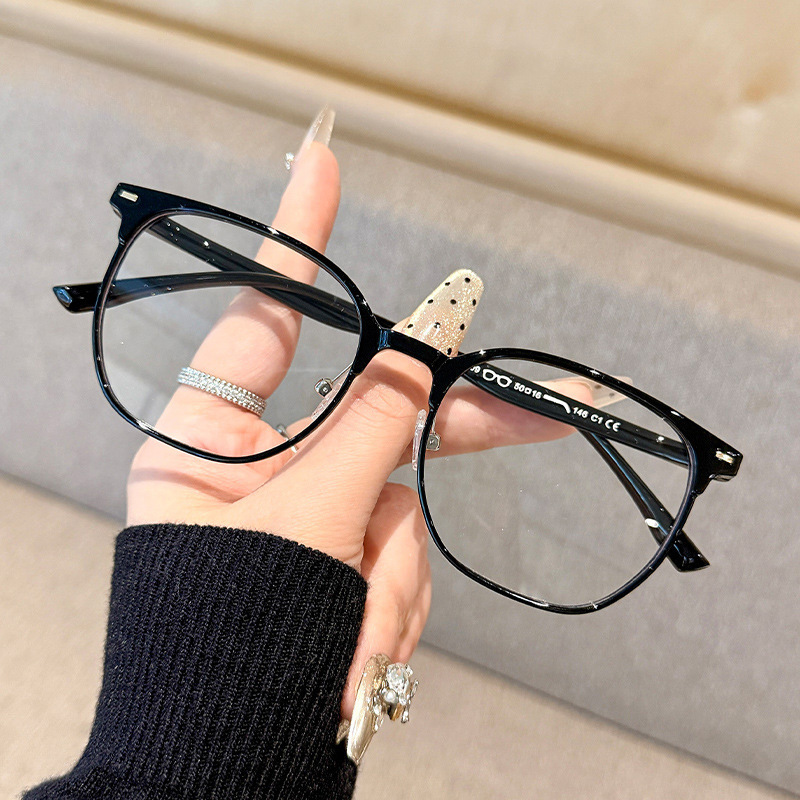 1109 New Korean Style Artistic TR90 Eyeglass Frame, Everyday Versatile Women's Blue Light Blocking Glasses, Can Be Fitted with Prescription Lenses