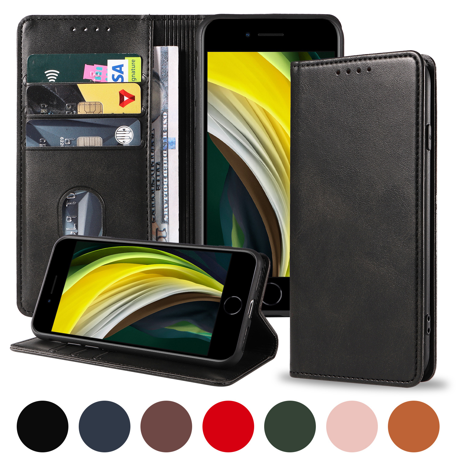 Leather Flip Case For Iphone 17 And 16 Pro With Card Holder_voghion.com