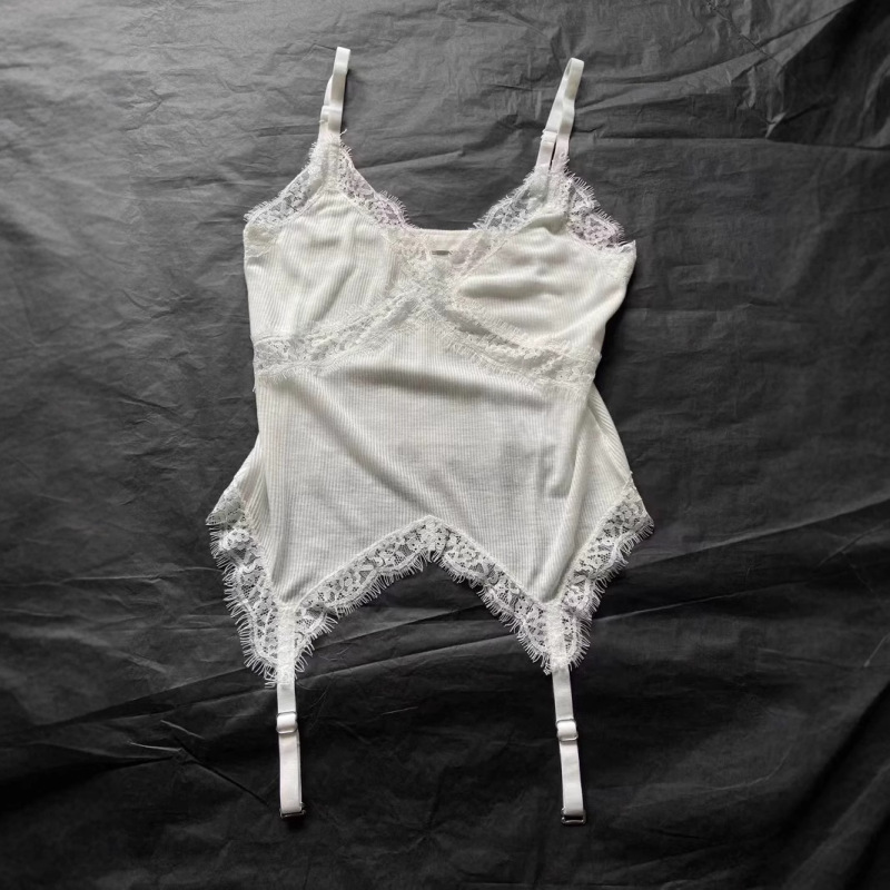 Dion Niche Design American Style Spice Girl Pure Desire Lace Stitching Stretch Garter Belt Vest Top Dion Niche Design American Style Spice Girl Pure Desire Lace Stitching Stretch Garter Belt Vest Top