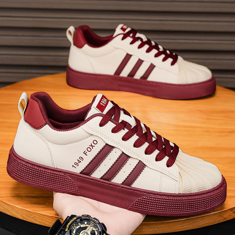 Shell Toe Men's All-Season Casual Shoes 2025 Leather Breathable Thick-Soled Non-Slip Youth Sports Shoes Fashionable Sneakers