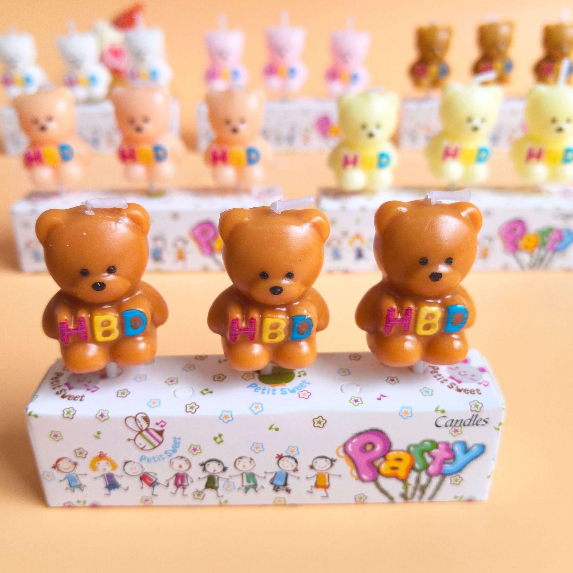 Nuevo coreano HBD oso vela crema de fiesta de cumpleaños pastel horneado decoración insert vela de dibujos animados al por mayor