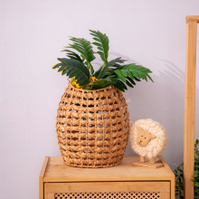 纸绳编壁挂篮厨房姜蒜置物篮挂墙收纳筐手工编织插花装饰墙壁收纳