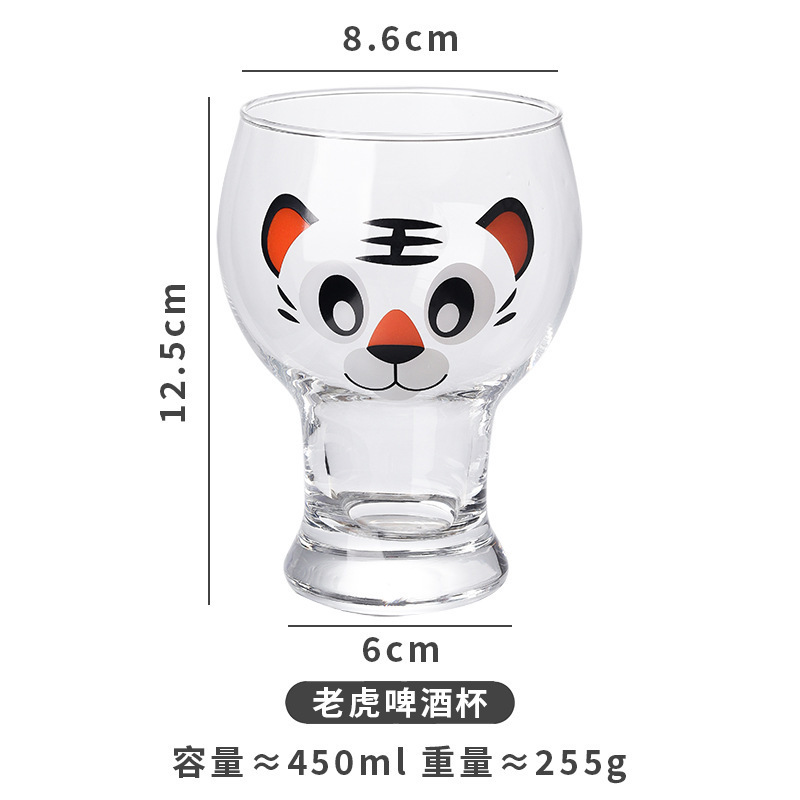 Inswind caricatura encantadora taza de agua de vidrio creativa coreana taza de cerveza artesanal taza de vidrio de oso personalizado