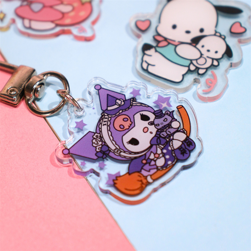 Acrylic Metal Keychain Cartoon Cute Style Kuromi School Bag Accessories Pencil Bag Mobile Phone Headphone Pendant