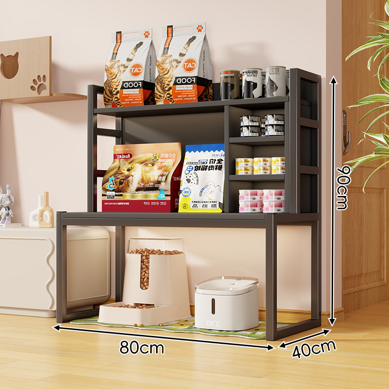 Estante Organizador Multicapa para Gatos de Acero y Madera para Sala de Estar