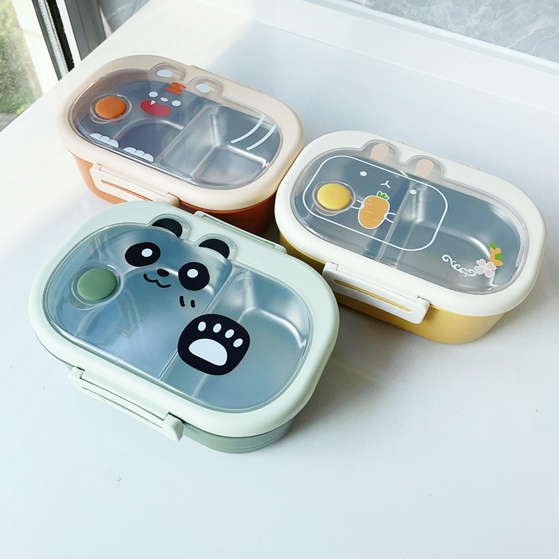 Cute cartoon lunch box 304 stainless steel primary school student work lunch box divided meal box cross-border dropshipping preservation box