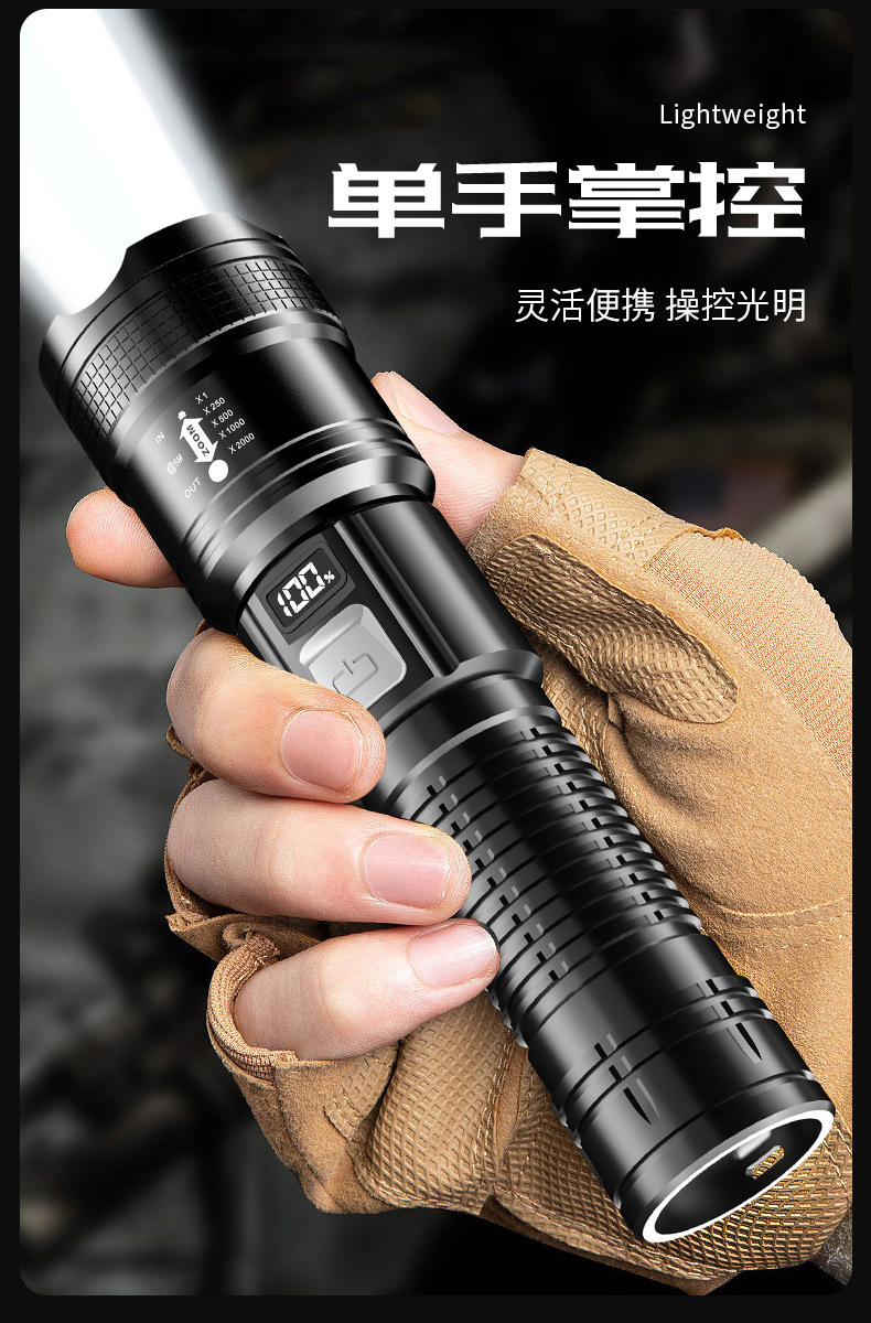 Led Special Forces Flashlight Strong Light USB Charging High Brightness Long Range Small Mini Portable Multi-Functional Household Durable Light