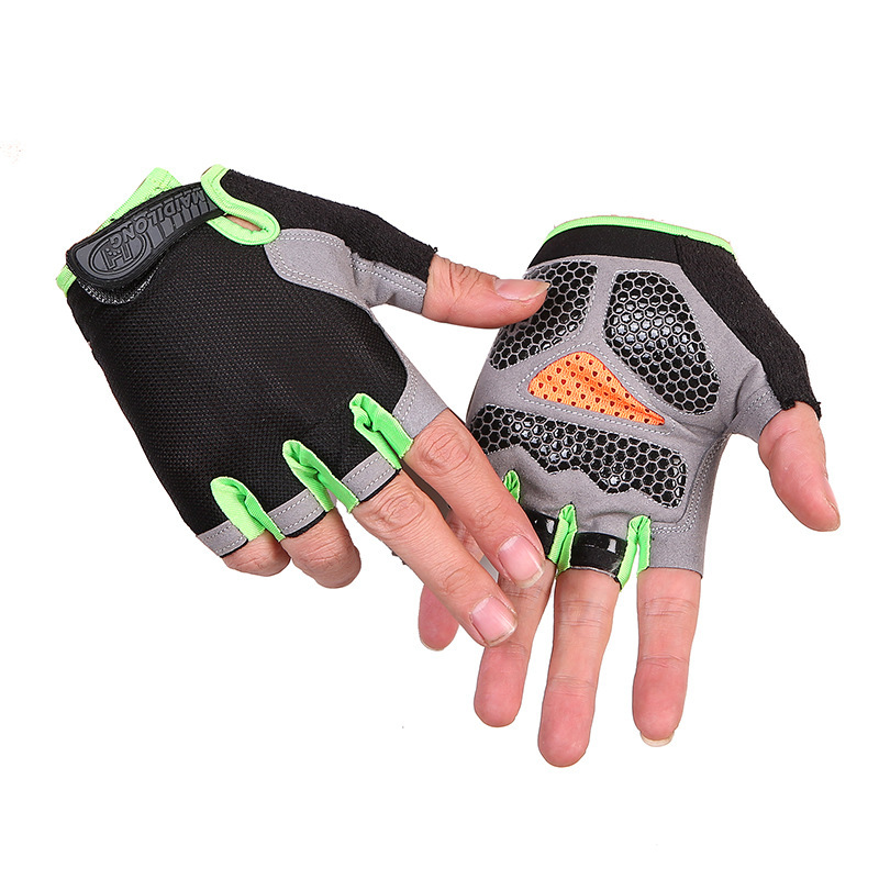 Plegable neto equitación fitness halterofilia medio dedo guantes tácticos fitness deportes al aire libre hombres y mujeres guantes de protección solar