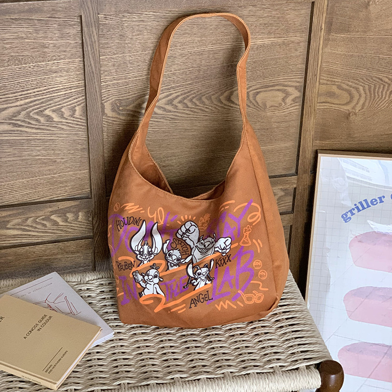 Bolsa de mano de gran capacidad, bolso de mano, bolso de hombro portátil, estilo coreano de perro salchicha encantador de dibujos animados.